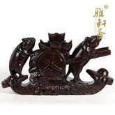 INPHIC-越南紅木工藝品 雙鼠送財 木雕老鼠 如意紅木鼠